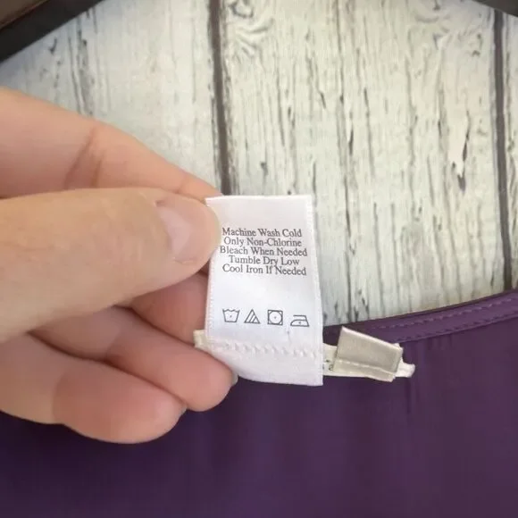 Coldwater Creek Womens Satin Shell Tank Top Shirt XL Shimmer Heavy Purple Dressy - Picture 7 of 8